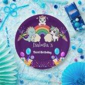 キュートな恐竜ユニコーン虹のバルーンの誕生日キッド ペーパープレート (パーティー)