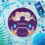 キュートな恐竜ユニコーン虹のバルーンの誕生日キッド ペーパープレート (パーティー)