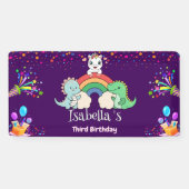 キュートな恐竜ユニコーン虹のバルーンの誕生日キッド 横断幕 (横)