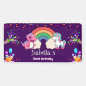 キュートな恐竜ユニコーン虹のバルーンの誕生日キッド 横断幕 (横)