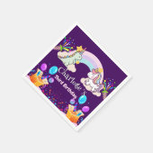 キュートな恐竜ユニコーン虹のバルーンの誕生日 スタンダードカクテルナプキン (角)