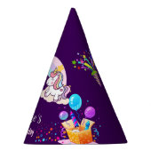 キュートな恐竜ユニコーン虹のバルーンの誕生日 パーティーハット (右)