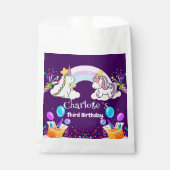 キュートな恐竜ユニコーン虹のバルーンの誕生日 フェイバーバッグ (正面)