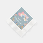 キュートな恐竜ユニコーン虹の花の誕生日の名前 縁ありカクテルナプキン (角)