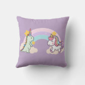 キュートな恐竜ユニコーン虹の誕生日パーティー クッション (裏面)