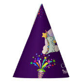 キュートな恐竜ユニコーン虹の誕生日パーティー パーティーハット (左)