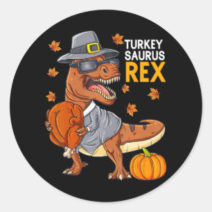 キュートな恐竜感謝祭トルコSaurus Tレックス ラウンドシール