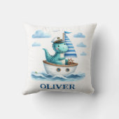 キュートな恐竜航海ののキャプテンパーソナライズされた クッション (裏面)