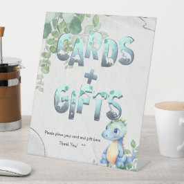 キュートな恐竜1st誕生日カードnギフト 台座サイン