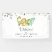 キュートな恐竜、ジュラシック、ベビーシャワーへようこそ 横断幕 (横)