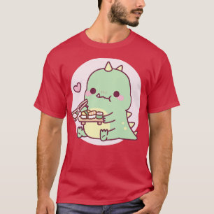 キュートな恐竜、寿司が大好日本のき Tシャツ