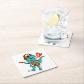 キュートな恐竜、恐竜の贈り物おもしろい、恐竜 スクエアペーパーコースター (インサイチュ)