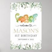 キュートな恐竜、Tレックス、ジュラ紀、誕生日歓迎 ポスター (正面)