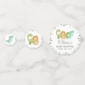 キュートな恐竜、Tレックス、ジュラ紀、赤ちゃんシャワー コンフェッティ (裏面)
