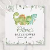 キュートな恐竜、Tレックス、ジュラ紀、赤ちゃんシャワー フェイバータグ (正面)