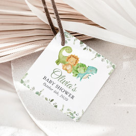 キュートな恐竜、Tレックス、ジュラ紀、赤ちゃんシャワー フェイバータグ