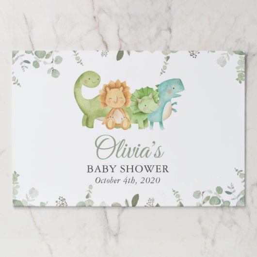 キュートな恐竜、Tレックス、ジュラ紀、赤ちゃんシャワー ペーパーパッド (正面)