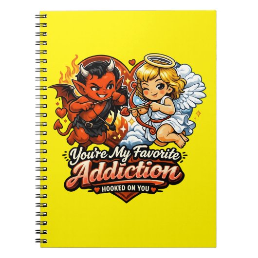 キュートな悪魔と天使のバレンタインデーの愛のデザイン ノートブック (正面)