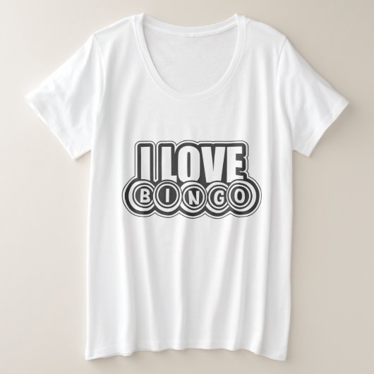 キュートな愛のビンゴワードアート プラスサイズTシャツ (デザイン正面)