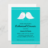 キュートな愛の鳥オンティール（緑がかった色）リハーサルディナー 招待状 (正面/裏面)