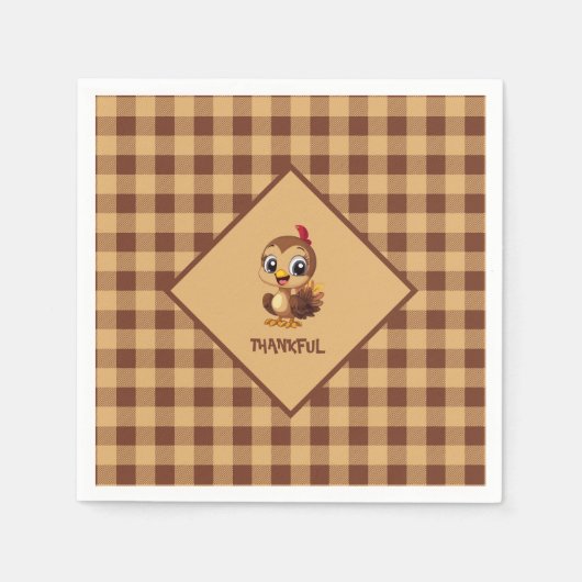 キュートな感謝の七面鳥 スタンダードカクテルナプキン (正面)