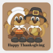 キュートな感謝祭の巡礼者 スクエアシール (正面)