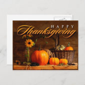 キュートな感謝祭カボチャ シーズンポストカード (正面/裏面)