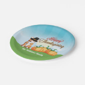 キュートな感謝祭コルギinピルグリムハットカスタム ペーパープレート (アングル)