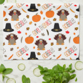 キュートな感謝祭パタ与えン感謝していグ キッチンタオル (折り畳み)