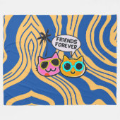 キュートな慎重な猫フリースブランケット! フリースブランケット (正面(横))