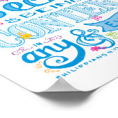 キュートな手で文字されたバイブル聖句聖なる書物、 経典ピンクブルー ポスター (角)