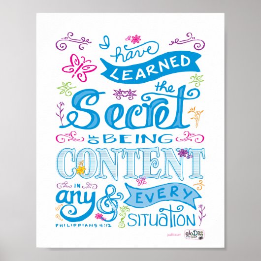 キュートな手で文字されたバイブル聖句聖なる書物、 経典ピンクブルー ポスター (正面)