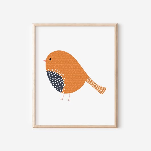 キュートな手描きのカナリアの鳥アート ポスター