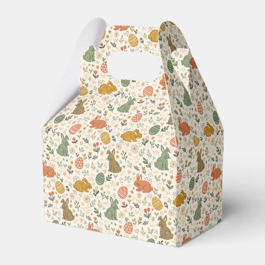 キュートな手描きの春のウサギのお菓子箱 フェイバーボックス (正面サイド)