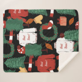 キュートな手描きクリスマストtrとシームレスなパターン シェルパブランケット (正面(横))