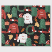 キュートな手描きクリスマストtrとシームレスなパターン ラッピングペーパー (フラット)