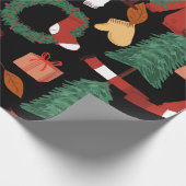 キュートな手描きクリスマストtrとシームレスなパターン ラッピングペーパー (角)