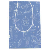 キュートな手描きクリスマスドードル ミディアムペーパーバッグ (正面)