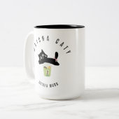 キュートな抹茶猫 黒猫 2トーン マグカップ | かわいい (正面左)