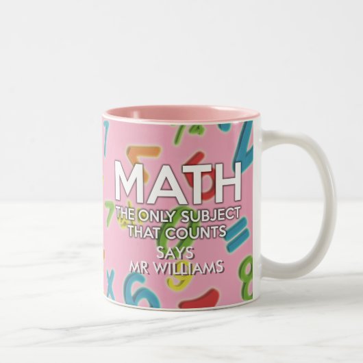 キュートな数学の名言 女子っぽいピンク ツートーンマグカップ (右)