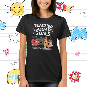 キュートな文房具の先生Squad Goals カートゥーン Tシャツ