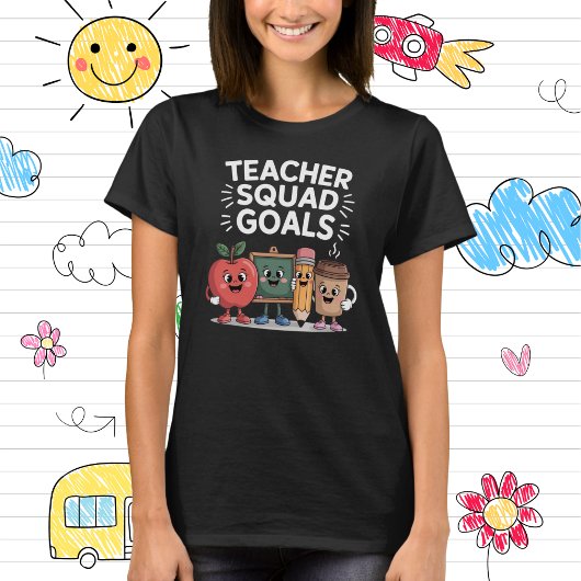 キュートな文房具の先生Squad Goals カートゥーン Tシャツ