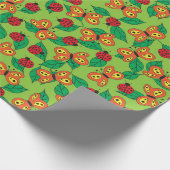キュートな昆虫、蝶とテンポウ ラッピングペーパー (角)