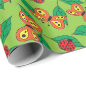 キュートな昆虫、蝶とテンポウ ラッピングペーパー (ロールコーナー)