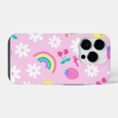 キュートな明るい虹ステッカー柄iPhoneケース iPhoneケース (裏面横)