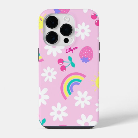 キュートな明るい虹ステッカー柄iPhoneケース iPhoneケース (裏面)