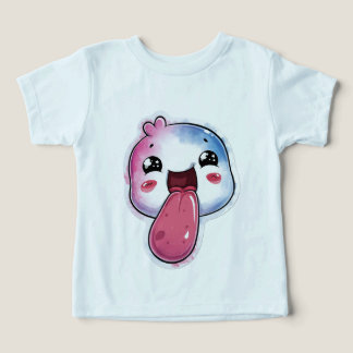 キュートな星柄キャラクターグラフィックのライトブルーのTシャツ