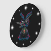 キュートな星空の目バニーで瞑想ヨガポーズ ラージ壁時計 (傾斜)