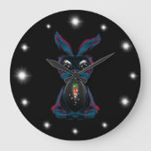 キュートな星空の目バニーで瞑想ヨガポーズ ラージ壁時計 (正面)