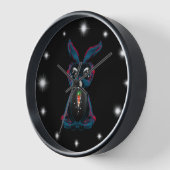 キュートな星空の目バニーで瞑想ヨガポーズ ラージ壁時計 (傾斜)